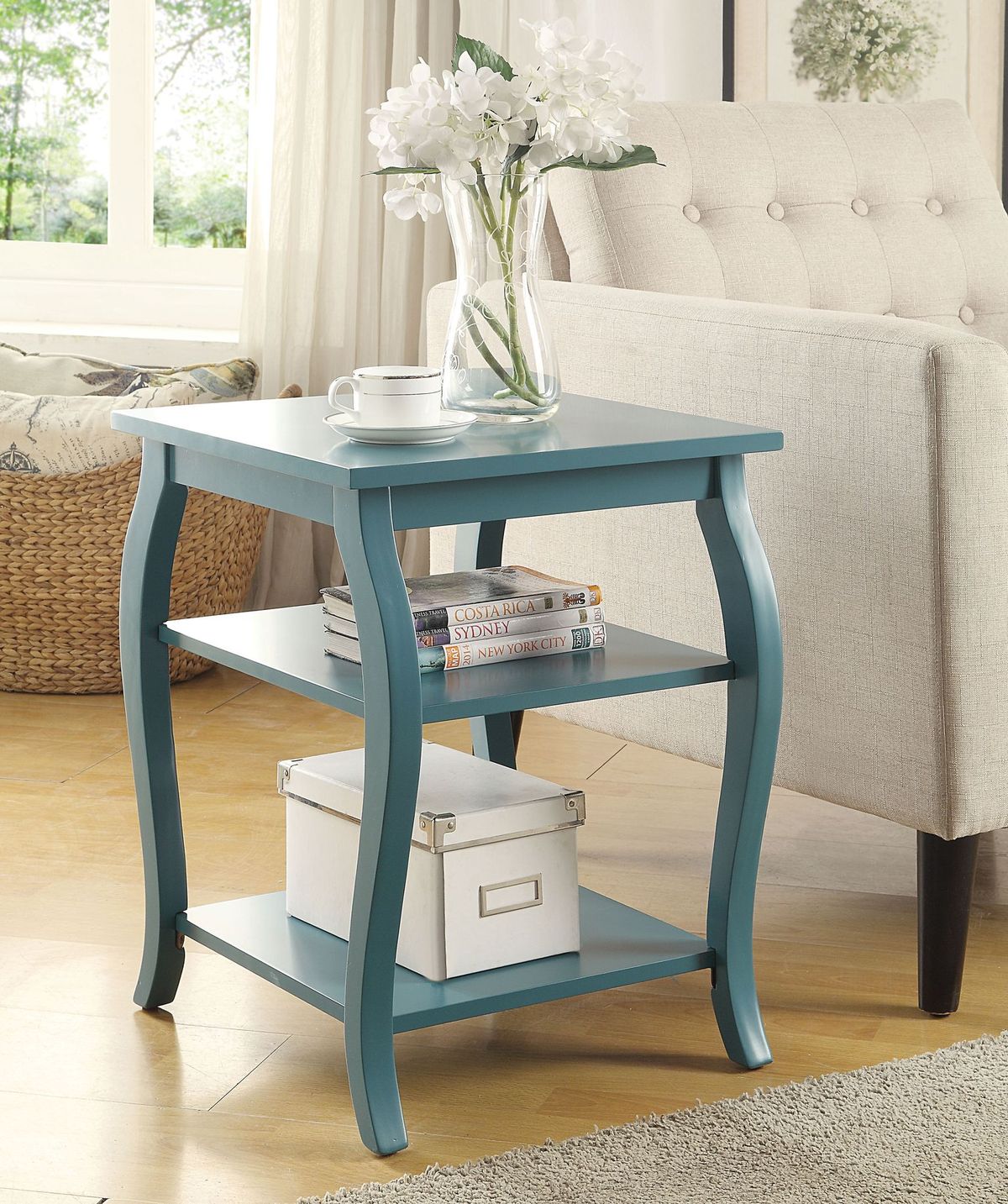 Pop of Color Bow Leg Square End or Side Table By Homeroots | Side Tables | Modishstore - 4