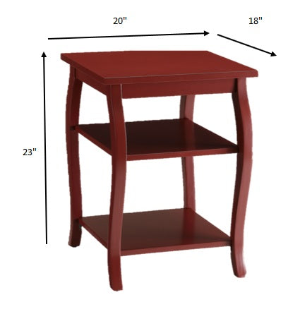 Pop of Color Red Bow Leg Square End Table By Homeroots | End Tables | Modishstore - 3