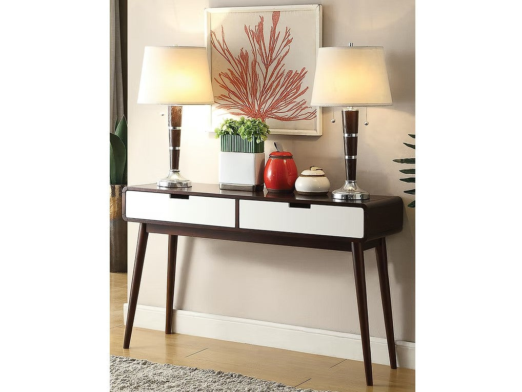 Mahogony and White Double Drawer Console Table By Homeroots | Console Tables | Modishstore