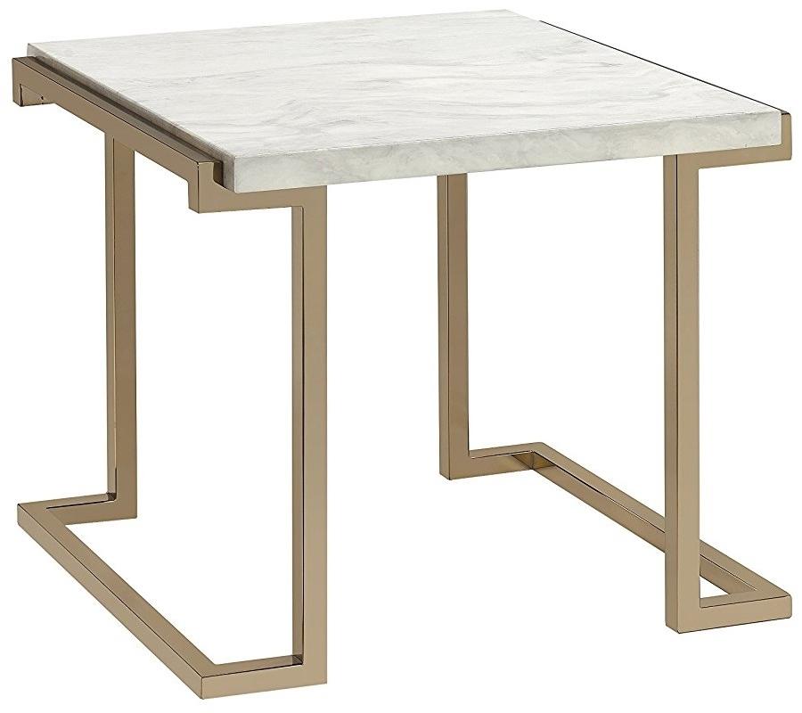 FauMarble Champagne End Table By Homeroots | End Tables | Modishstore