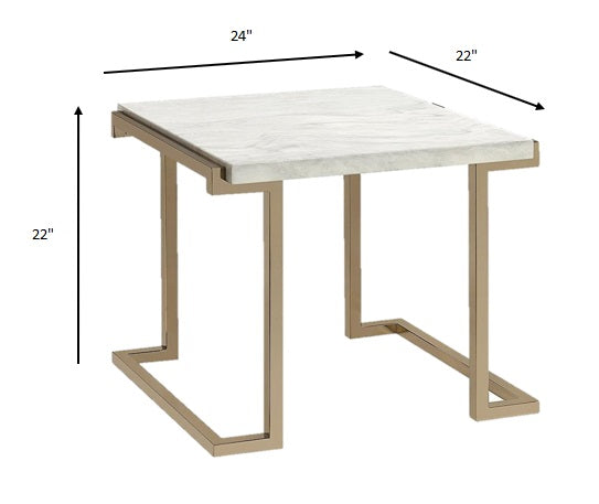 FauMarble Champagne End Table By Homeroots | End Tables | Modishstore - 3