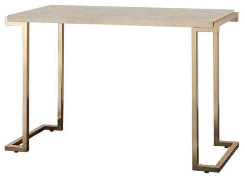 FauMarble And Champagne Sofa Table By Homeroots | Coffee Tables | Modishstore - 2
