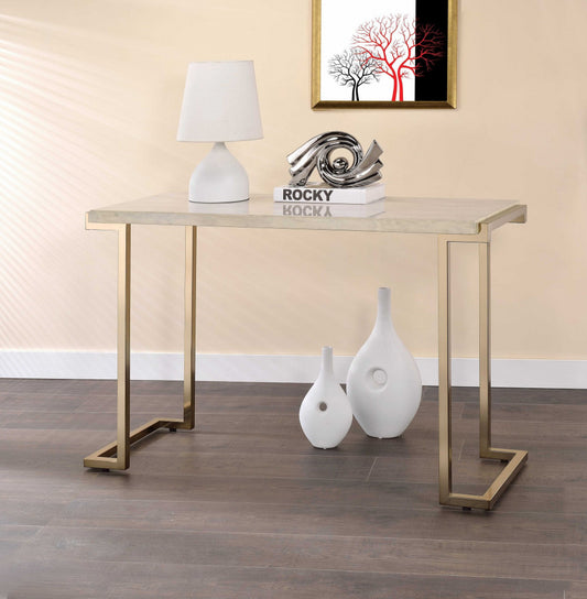 FauMarble And Champagne Sofa Table By Homeroots | Coffee Tables | Modishstore
