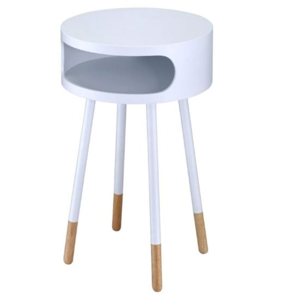 Bentwood White Retro Round Wooden End Table By Homeroots | End Tables | Modishstore - 2