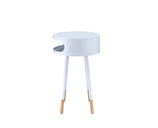 Bentwood White Retro Round Wooden End Table By Homeroots | End Tables | Modishstore - 3