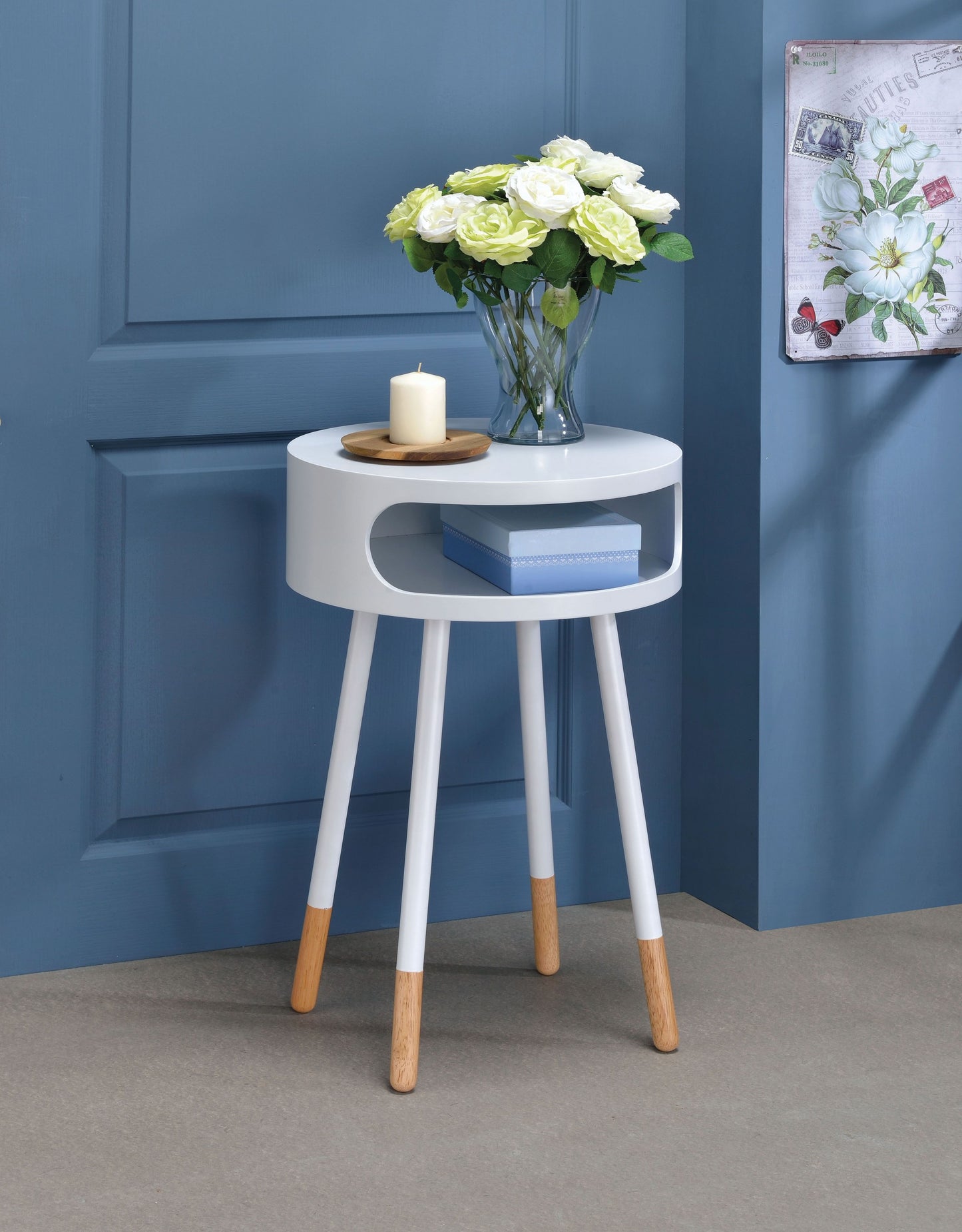 Bentwood White Retro Round Wooden End Table By Homeroots | End Tables | Modishstore