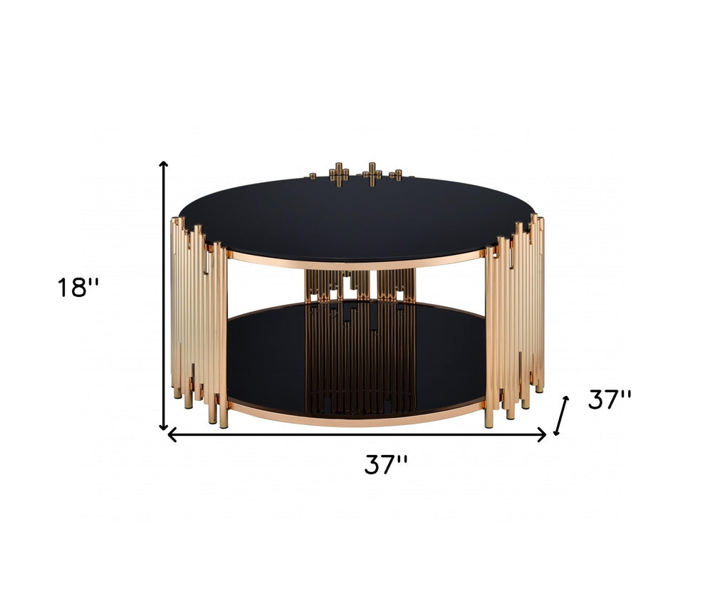 Black Glass And Gold Coffee Table By Homeroots | Coffee Tables | Modishstore - 4