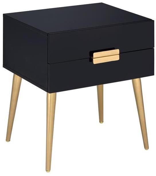 Sleek Black And Gold Two Drawer End Table By Homeroots | End Tables | Modishstore - 2