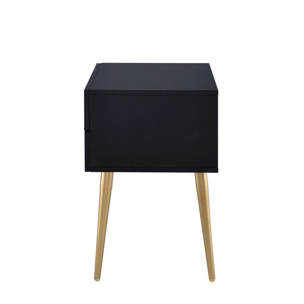 Sleek Black And Gold Two Drawer End Table By Homeroots | End Tables | Modishstore - 4
