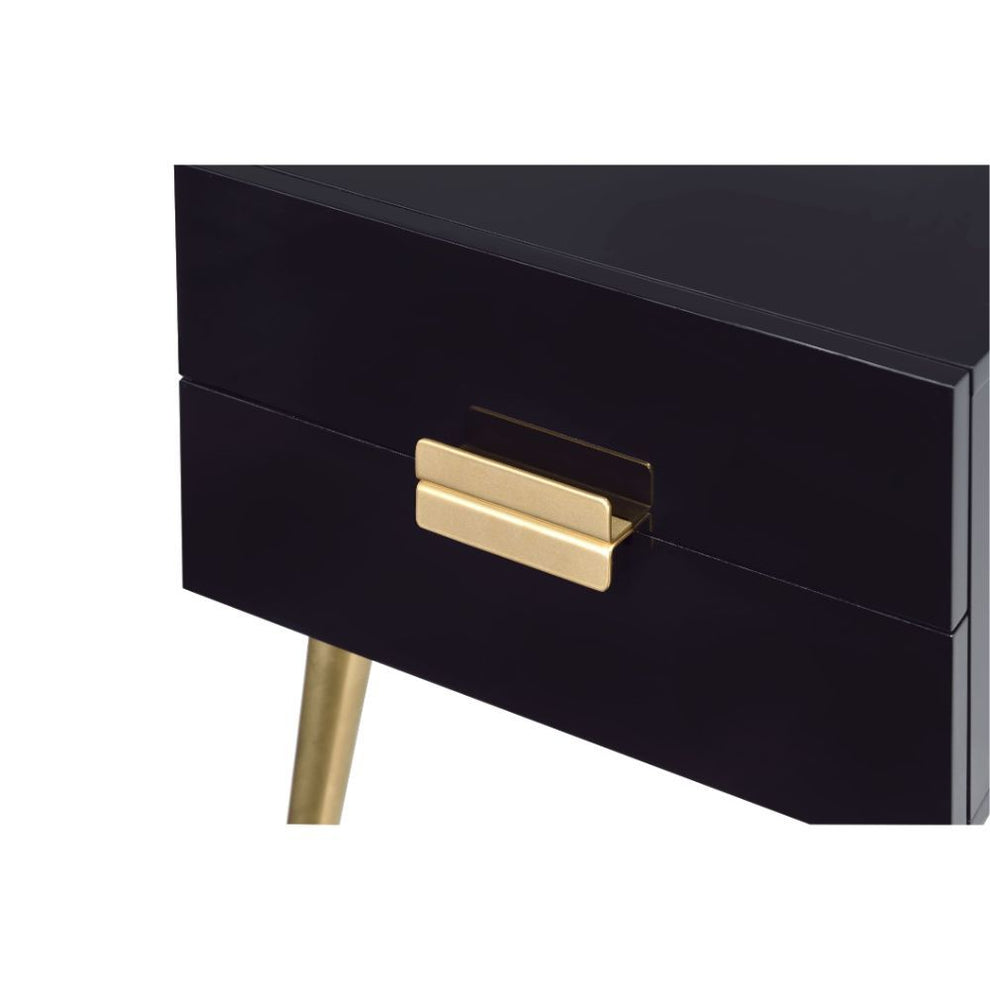 Sleek Black And Gold Two Drawer End Table By Homeroots | End Tables | Modishstore - 5