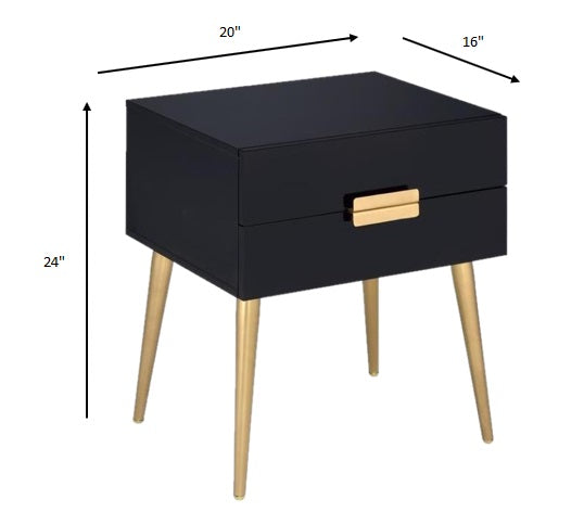 Sleek Black And Gold Two Drawer End Table By Homeroots | End Tables | Modishstore - 6