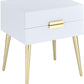 24" Gold And White End Table With Two Drawers By Homeroots | End Tables | Modishstore