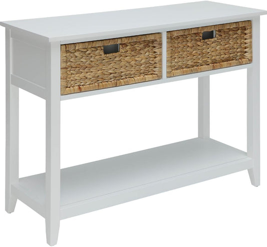 White Solid Wood Leg Console Table By Homeroots