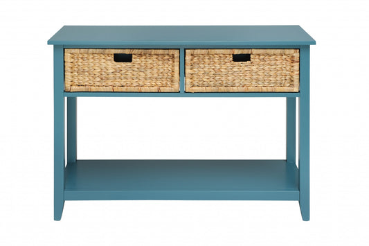 Teal Solid Wood Leg Console Table By Homeroots