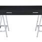 Desk In Black & Chrome - Glossy Polyester Particl Black & Chrome By Homeroots