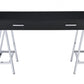 Desk In Black & Chrome - Glossy Polyester Particl Black & Chrome By Homeroots | Desks | Modishstore