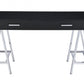 Desk In Black & Chrome - Glossy Polyester Particl Black & Chrome By Homeroots | Desks | Modishstore - 2