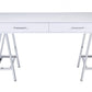 White And Chrome Glossy Polyester Desk By Homeroots | Desks | Modishstore