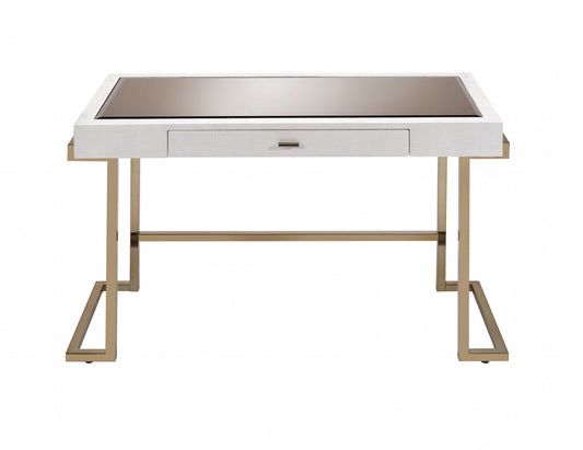 White And Champagne Desk By Homeroots | Desks | Modishstore