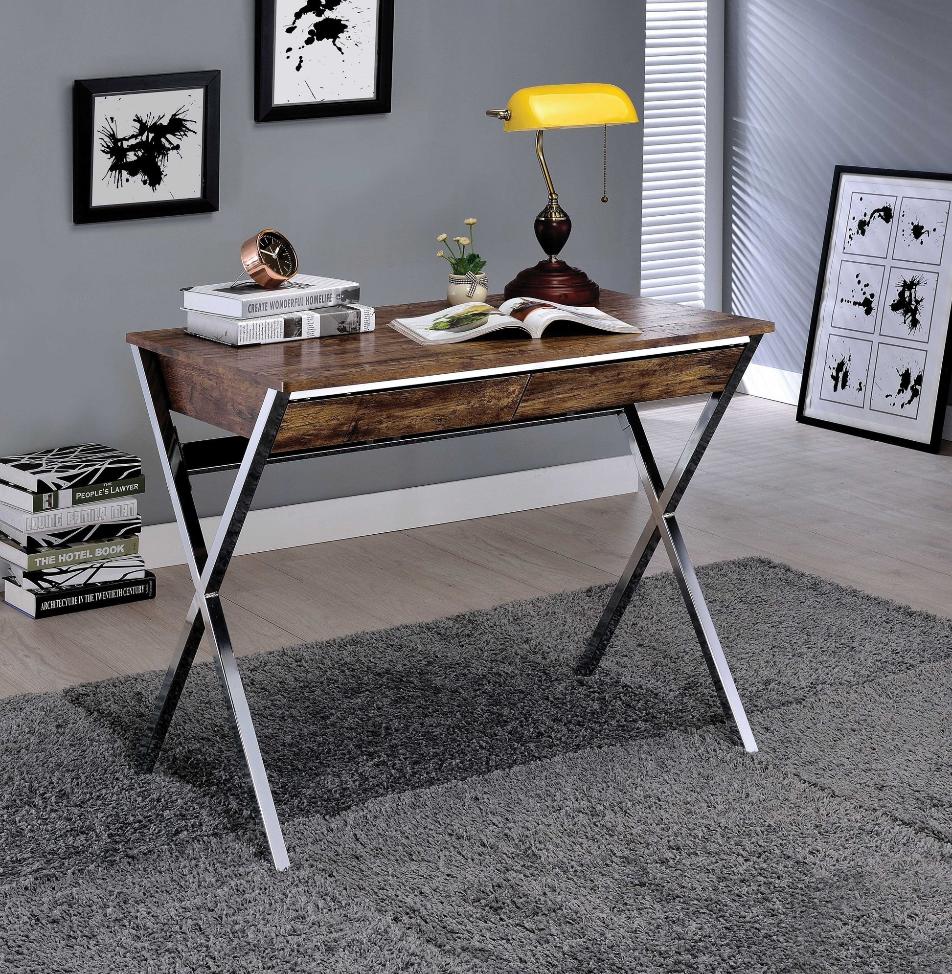 Weathered Oak Wood Desk By Homeroots | Desks | Modishstore