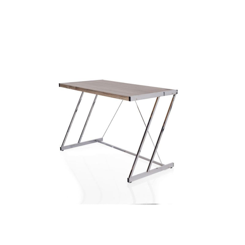 Cool Oak and Chrome USB Desk By Homeroots | Desks | Modishstore