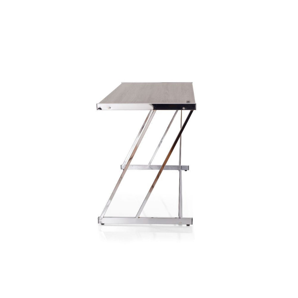 Cool Oak and Chrome USB Desk By Homeroots | Desks | Modishstore - 3