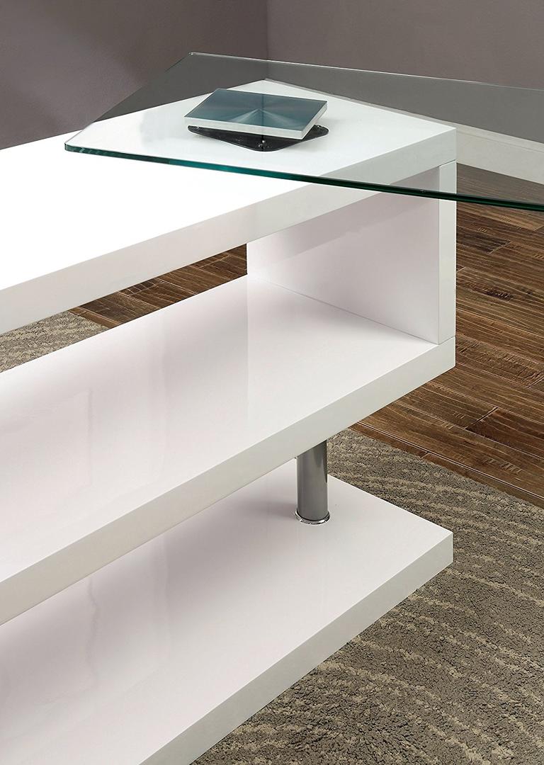 Contemporary White Swivel L Shaped Office Desk By Homeroots | Desks | Modishstore - 3