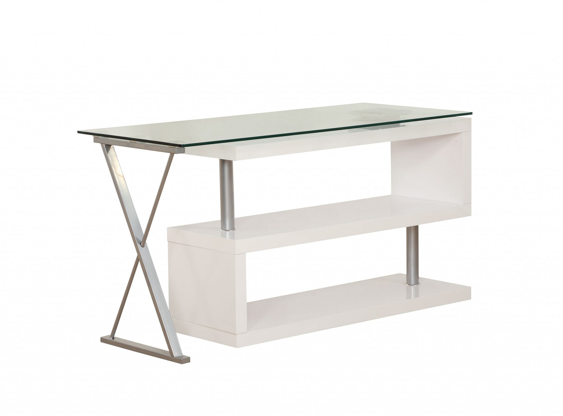 Contemporary White Swivel L Shaped Office Desk By Homeroots | Desks | Modishstore - 4
