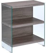 Clear Glass And Gray Oak Bookcase By Homeroots | Bookcases | Modishstore