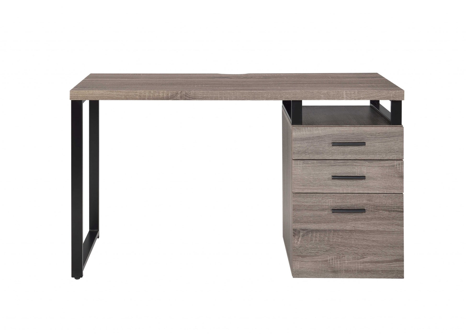 Dark Oak Pvc Desk By Homeroots | Desks | Modishstore - 2