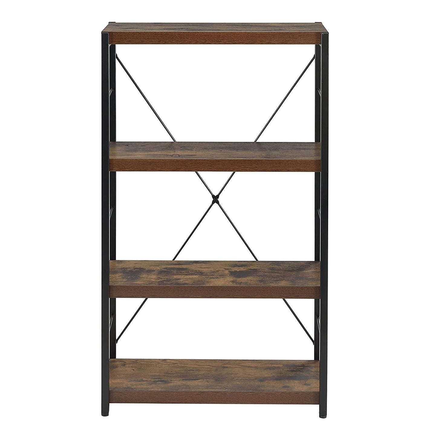 Industrial Rustic Dark Weathered Oak Finish Bookcase By Homeroots | Bookcases | Modishstore - 2