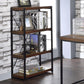 Industrial Rustic Dark Weathered Oak Finish Bookcase By Homeroots | Bookcases | Modishstore - 4