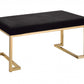 Modern Rectangular Black Padded Bench with Champagne Metal Base By Homeroots | Benches | Modishstore