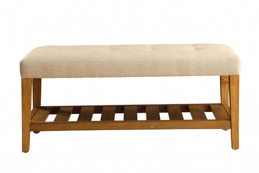 Beige And Oak Simple Bench By Homeroots