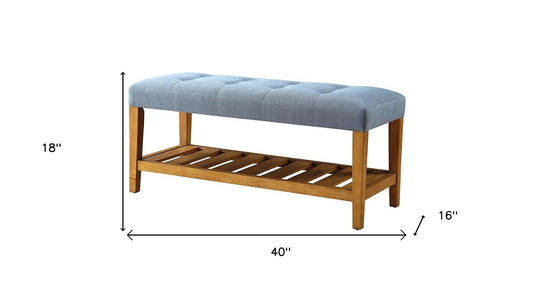 Blue And Oak Simple Bench By Homeroots