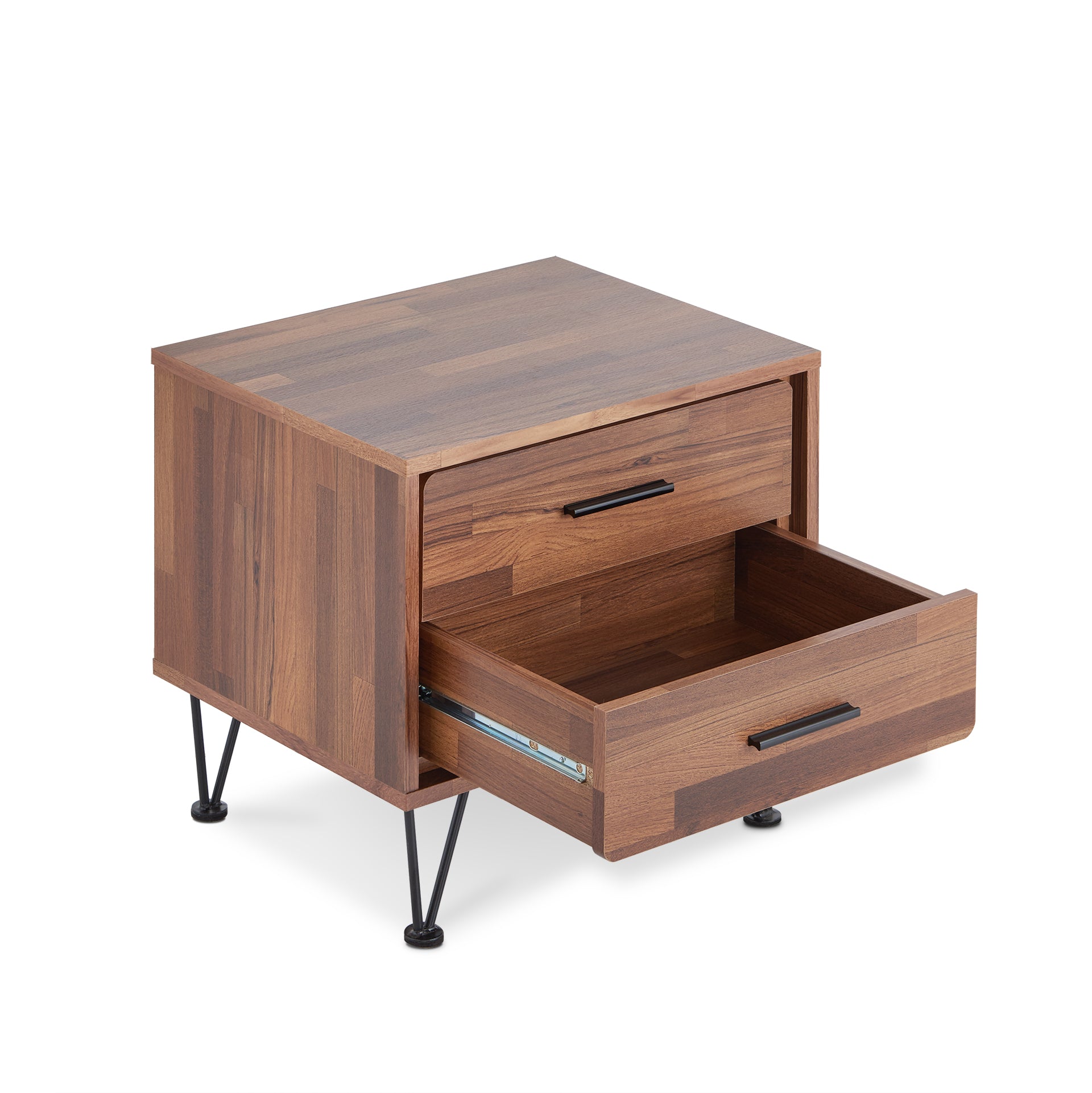 2 Walnut Wooden Drawer Nightstand By Homeroots | Nightstands | Modishstore - 2