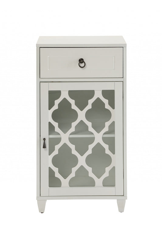 Fret Work Design Glass Door White Cabinet By Homeroots | Cabinets | Modishstore