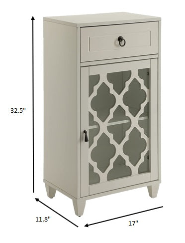 Fret Work Design Glass Door White Cabinet By Homeroots | Cabinets | Modishstore - 3