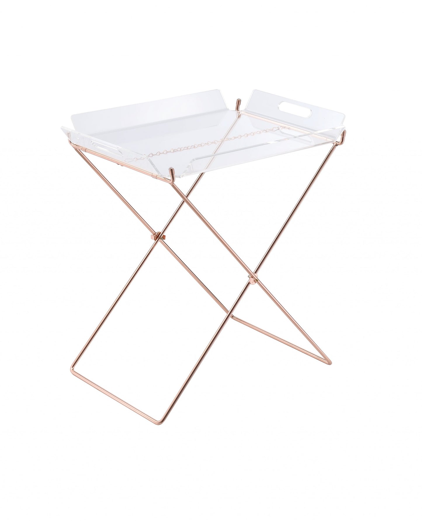Modern Clear Acrylic Copper Tray Table By Homeroots | TV Tray Tables | Modishstore