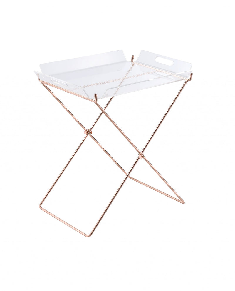 Modern Clear Acrylic Copper Tray Table By Homeroots | TV Tray Tables | Modishstore
