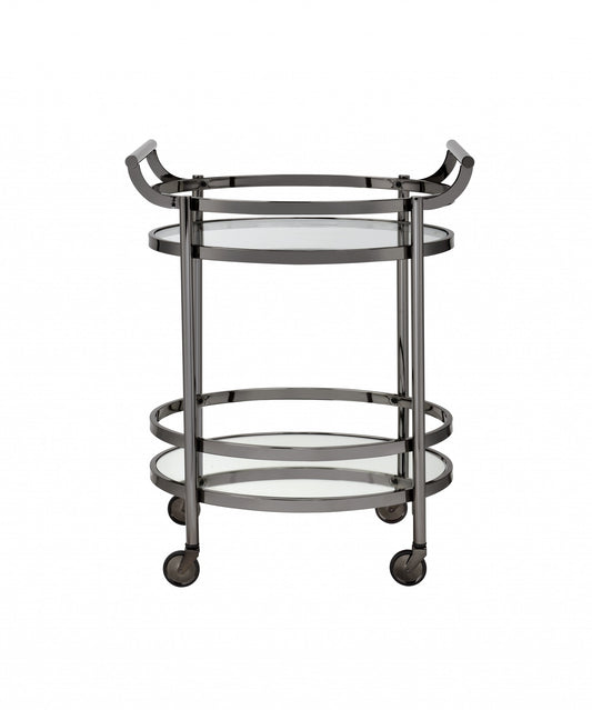 Clear Glass And Black Nickel Serving Cart By Homeroots | Bar Carts | Modishstore