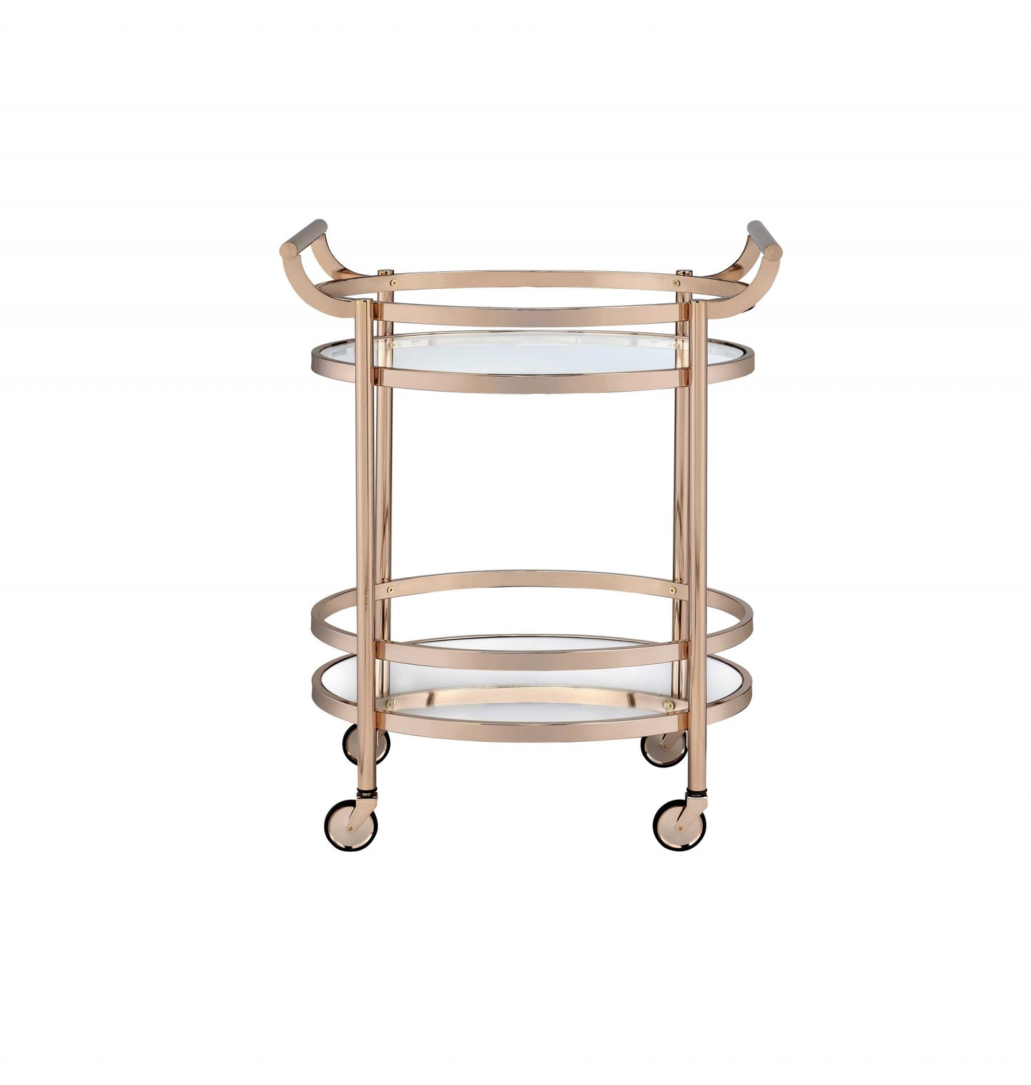Clear Glass And Rose Gold Serving Cart By Homeroots | Bar Carts | Modishstore