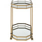 Champagne Finish Metal Serving Cart With 2 Mirror Shelves By Homeroots | Bar Carts | Modishstore - 2