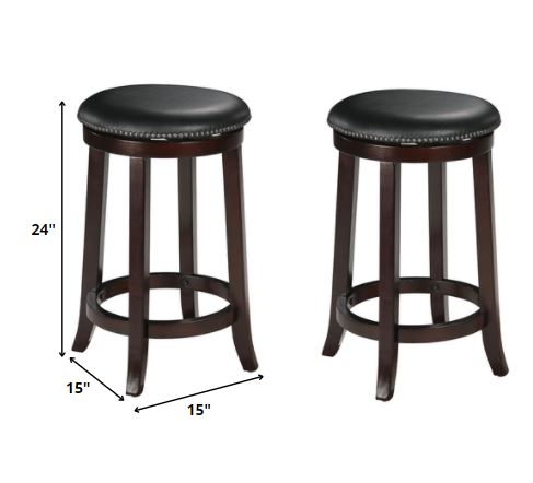 2Pc Espresso Swivel Counter Height Stool By Homeroots | Counter Stools | Modishstore - 3