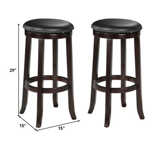 2Pc Espresso Swivel Bar Chair By Homeroots | Bar Stools | Modishstore - 3