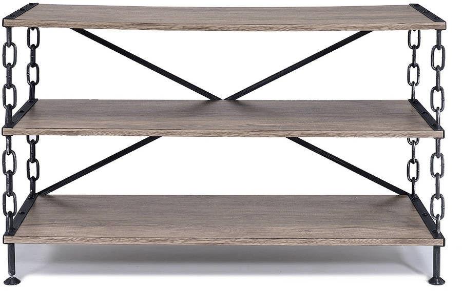 Rustic Oak And Antique Black Tv Stand By Homeroots | TV Stands | Modishstore - 3