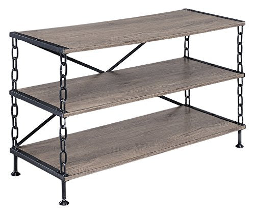 Rustic Oak And Antique Black Tv Stand By Homeroots | TV Stands | Modishstore - 4
