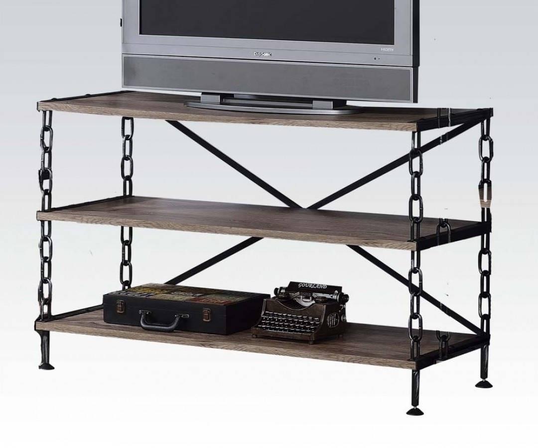 Rustic Oak And Antique Black Tv Stand By Homeroots | TV Stands | Modishstore - 4