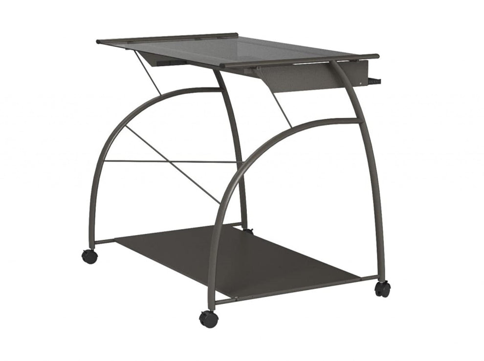 Sleek Pewter and Glass Computer Desk. By Homeroots | Desks | Modishstore - 3