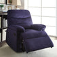 Blue Woven Fabric Upholstered Recliner with Knock Down Back By Homeroots | Recliners | Modishstore